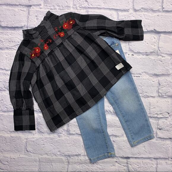 NEW 7 For All Mankind Embroidered Top + Jean Set - Picture 1 of 11